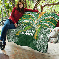 Cook Islands Rugby League Quilt Tatau Tribal Motifs-Dark Green Color LT03 - Polynesian Pride
