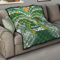Cook Islands Rugby League Quilt Tatau Tribal Motifs-Dark Green Color LT03 - Polynesian Pride