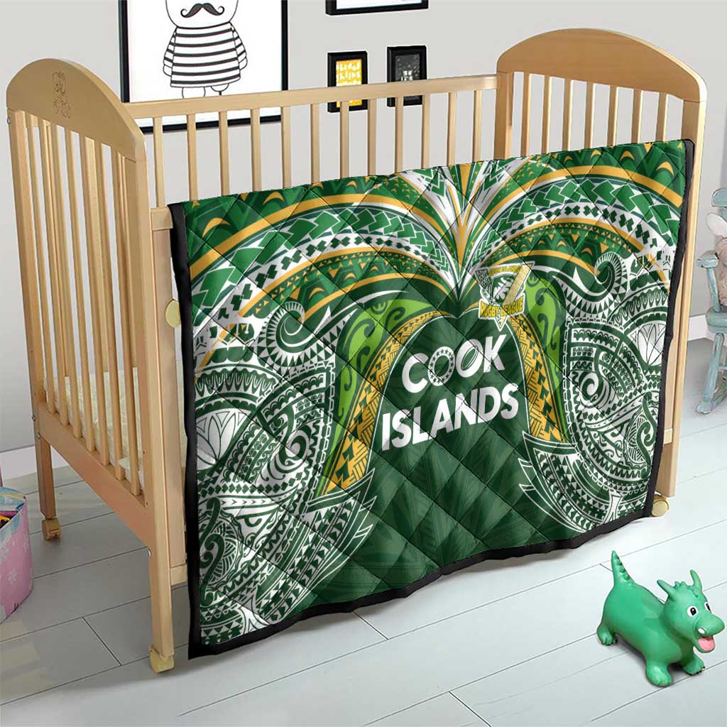 Cook Islands Rugby League Quilt Tatau Tribal Motifs-Dark Green Color LT03 - Polynesian Pride