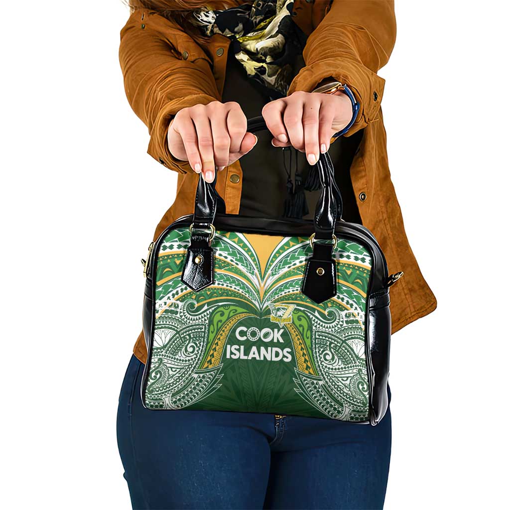 Cook Islands Rugby League Shoulder Handbag Tatau Tribal Motifs-Dark Green Color LT03 One Size Green - Polynesian Pride