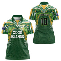 Custom Cook Islands Rugby League Women Polo Shirt Tatau Tribal Motifs-Dark Green Color - Polynesian Pride