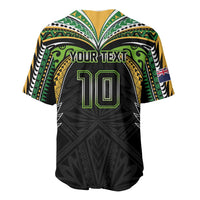 Custom Cook Islands Rugby League Baseball Jersey Tatau Tribal Motifs-Black Color - Polynesian Pride