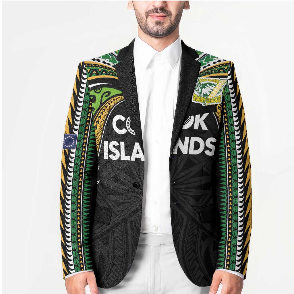 Custom Cook Islands Rugby League Blazer Tatau Tribal Motifs-Black Color LT03 - Polynesian Pride