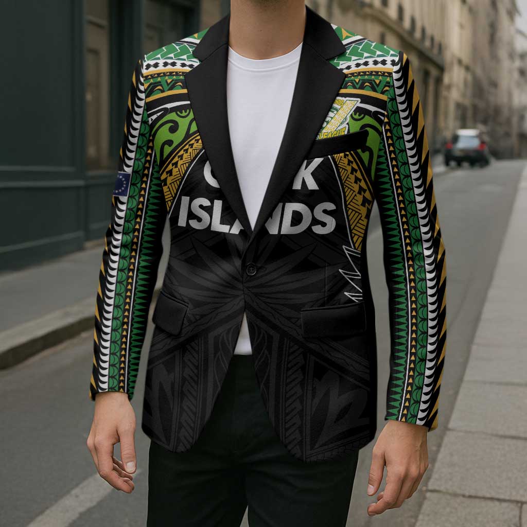 Custom Cook Islands Rugby League Blazer Tatau Tribal Motifs-Black Color LT03 - Polynesian Pride