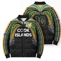 Custom Cook Islands Rugby League Bomber Puffer Jacket Tatau Tribal Motifs-Black Color LT03 - Polynesian Pride