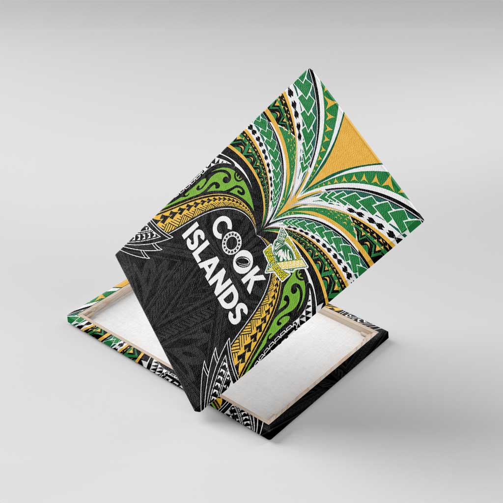Cook Islands Rugby League Canvas Wall Art Tatau Tribal Motifs-Black Color - Polynesian Pride