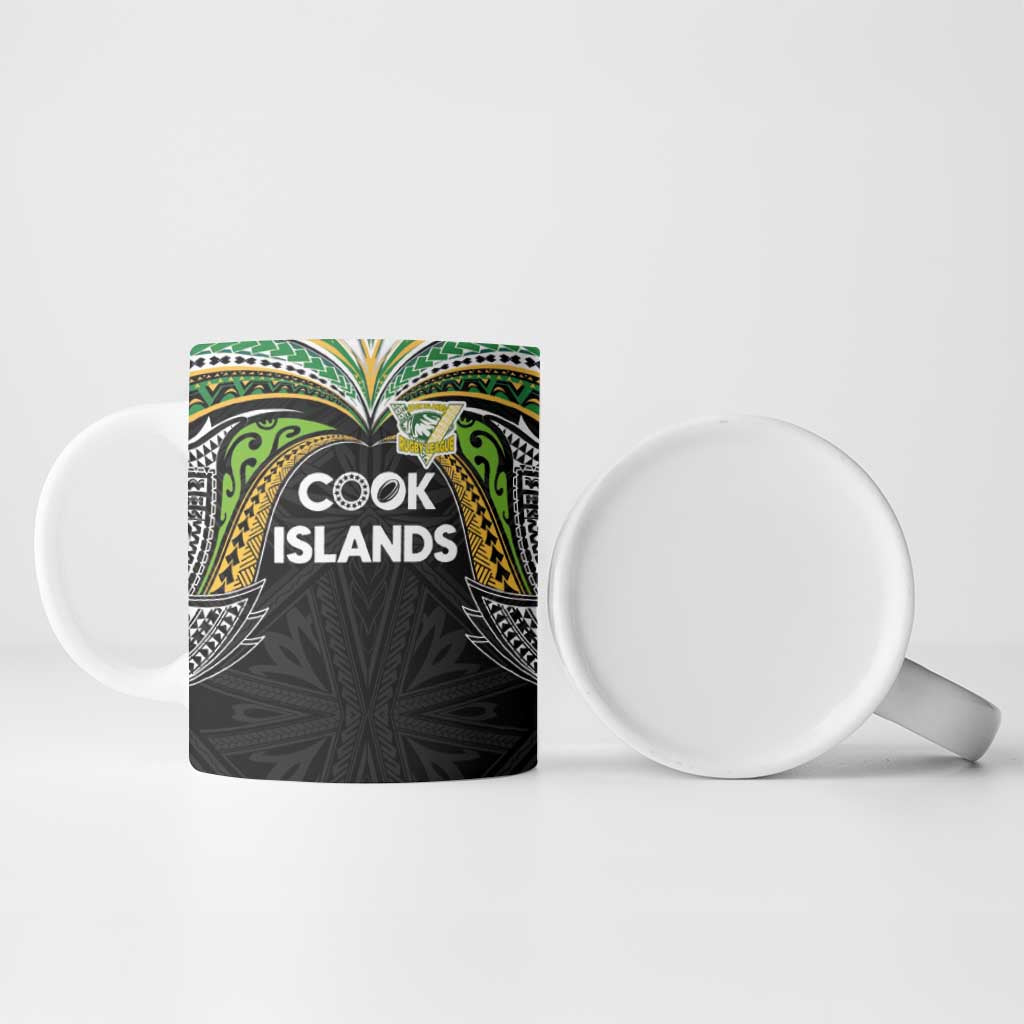 Custom Cook Islands Rugby League Ceramic Mug Tatau Tribal Motifs-Black Color - Polynesian Pride