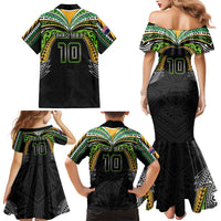 Custom Cook Islands Rugby League Family Matching Mermaid Dress and Hawaiian Shirt Tatau Tribal Motifs-Black Color LT03 - Polynesian Pride