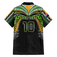 Custom Cook Islands Rugby League Family Matching Off Shoulder Maxi Dress and Hawaiian Shirt Tatau Tribal Motifs-Black Color LT03 - Polynesian Pride