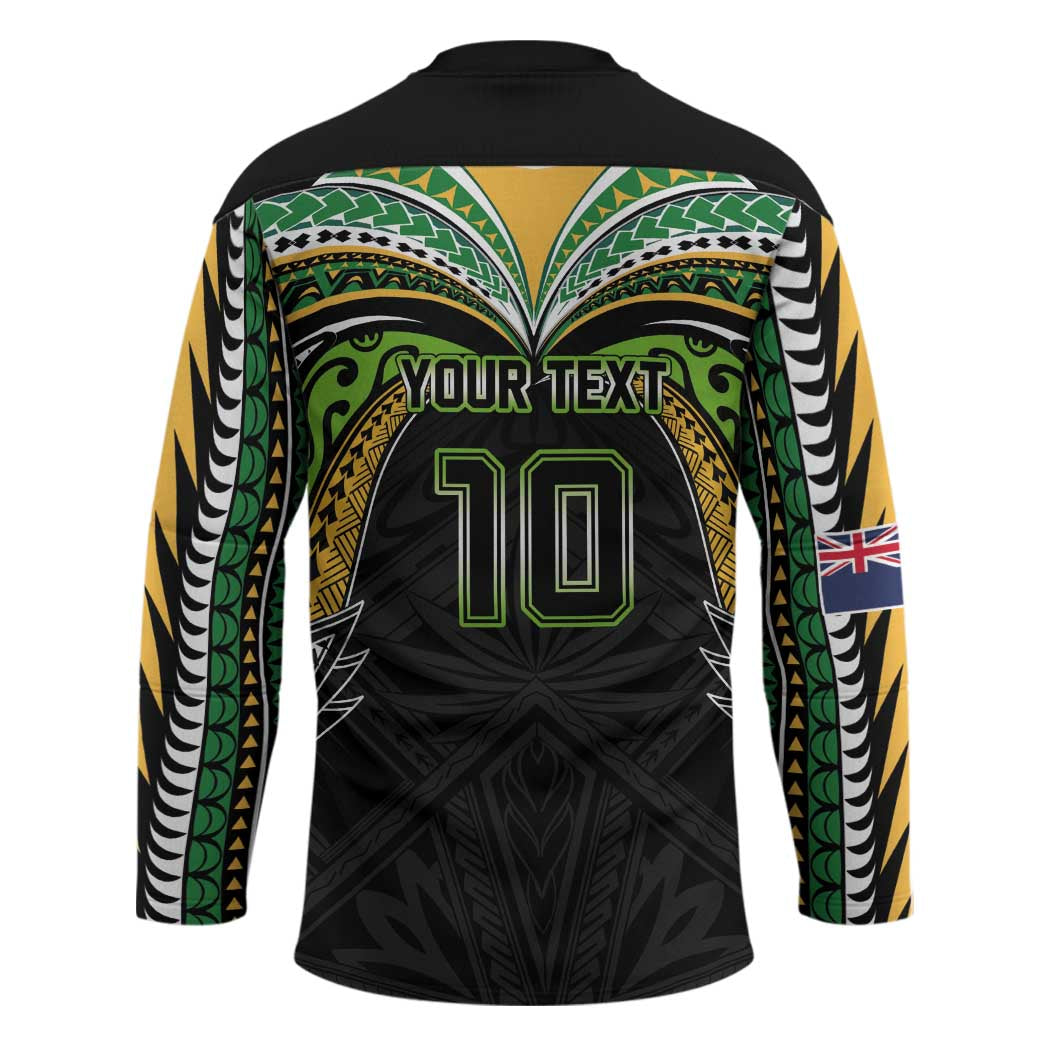 Custom Cook Islands Rugby League Hockey Jersey Tatau Tribal Motifs-Black Color - Polynesian Pride