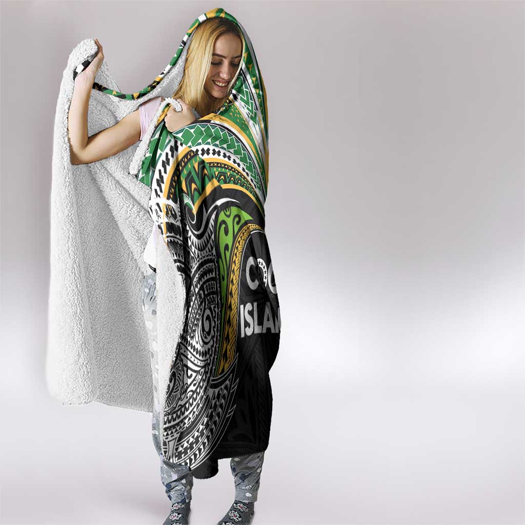Cook Islands Rugby League Hooded Blanket Tatau Tribal Motifs-Black Color - Polynesian Pride