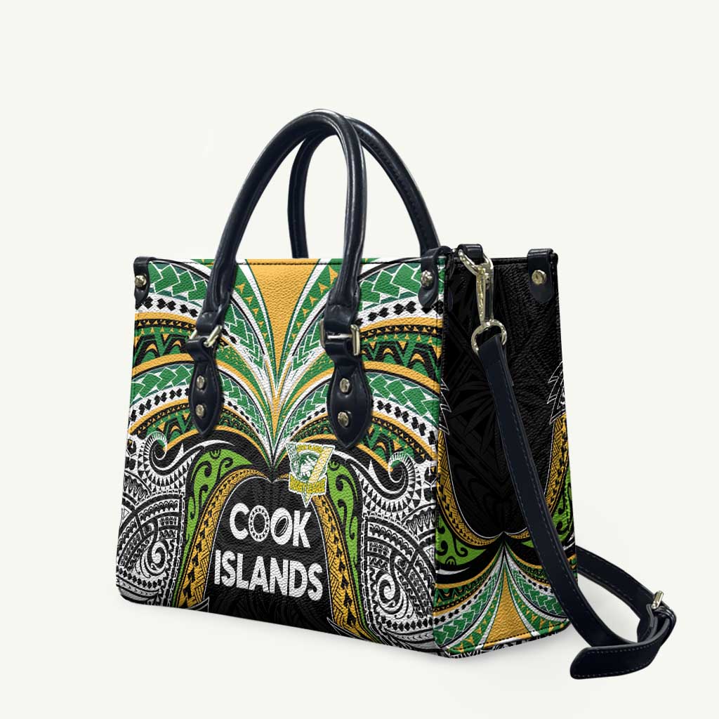 Cook Islands Rugby League Leather Bag Tatau Tribal Motifs-Black Color LT03 Black - Polynesian Pride