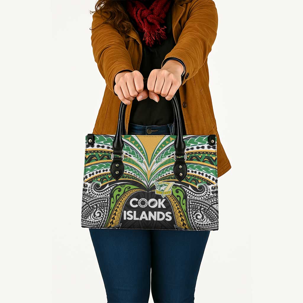 Cook Islands Rugby League Leather Bag Tatau Tribal Motifs-Black Color LT03 - Polynesian Pride