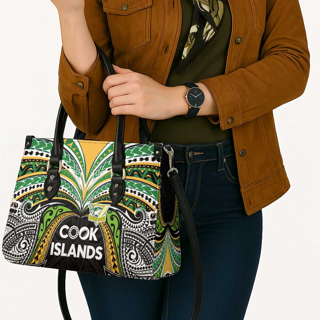 Cook Islands Rugby League Leather Bag Tatau Tribal Motifs-Black Color LT03 - Polynesian Pride