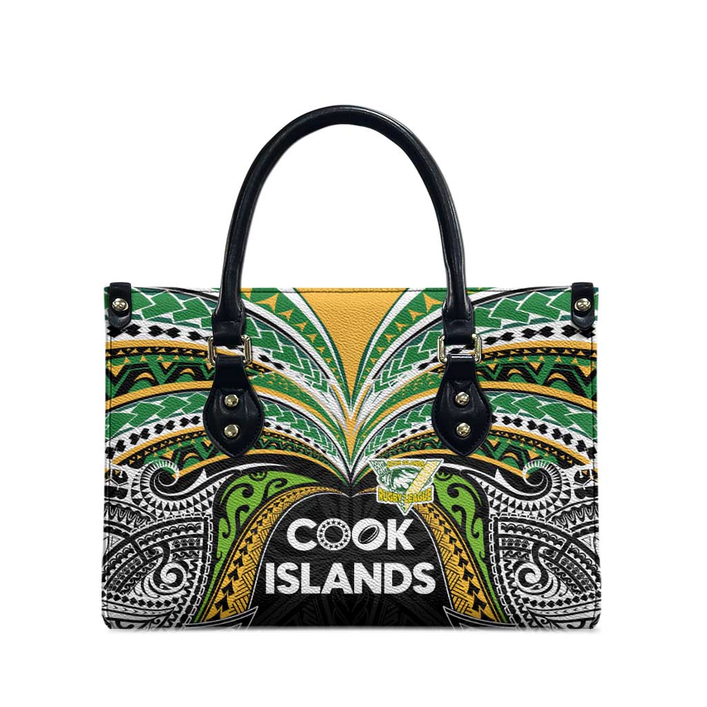 Cook Islands Rugby League Leather Bag Tatau Tribal Motifs-Black Color LT03 - Polynesian Pride