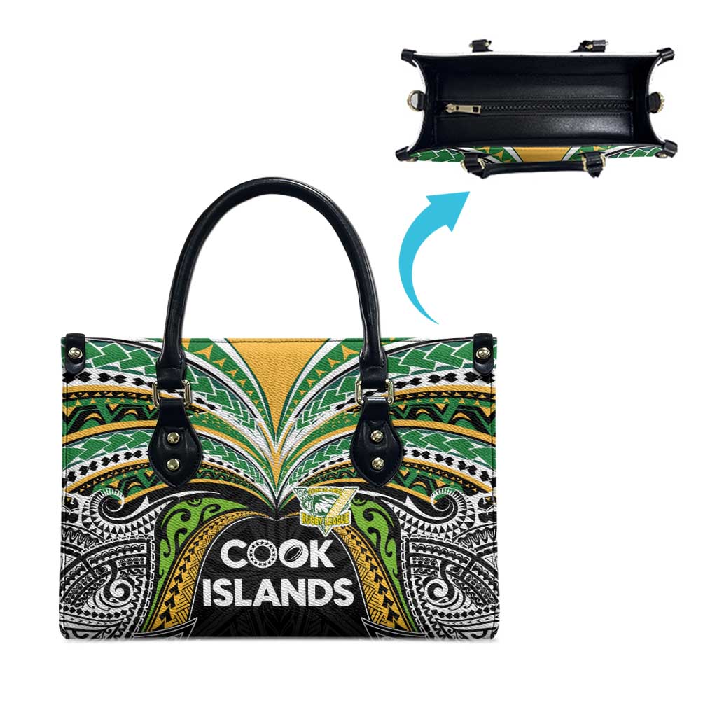 Cook Islands Rugby League Leather Bag Tatau Tribal Motifs-Black Color LT03 - Polynesian Pride