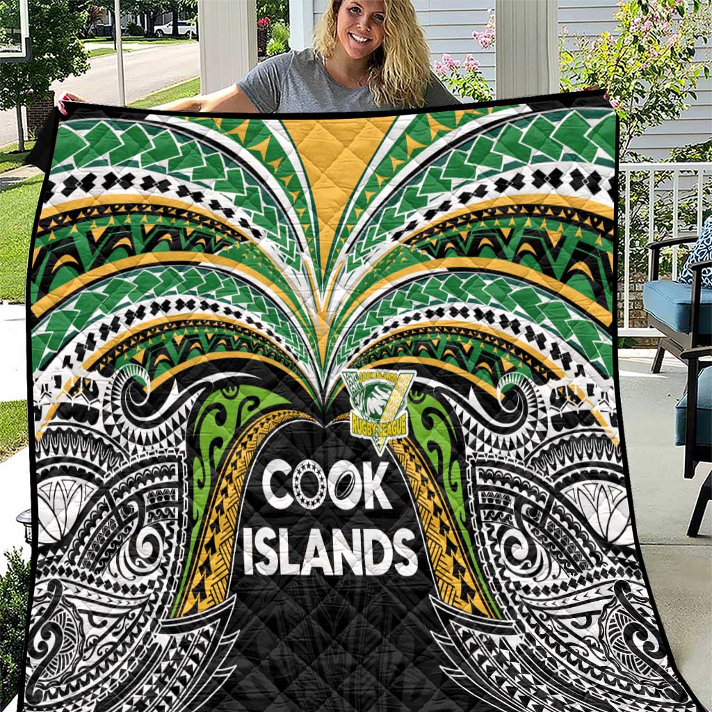 Cook Islands Rugby League Quilt Tatau Tribal Motifs-Black Color LT03 Black - Polynesian Pride