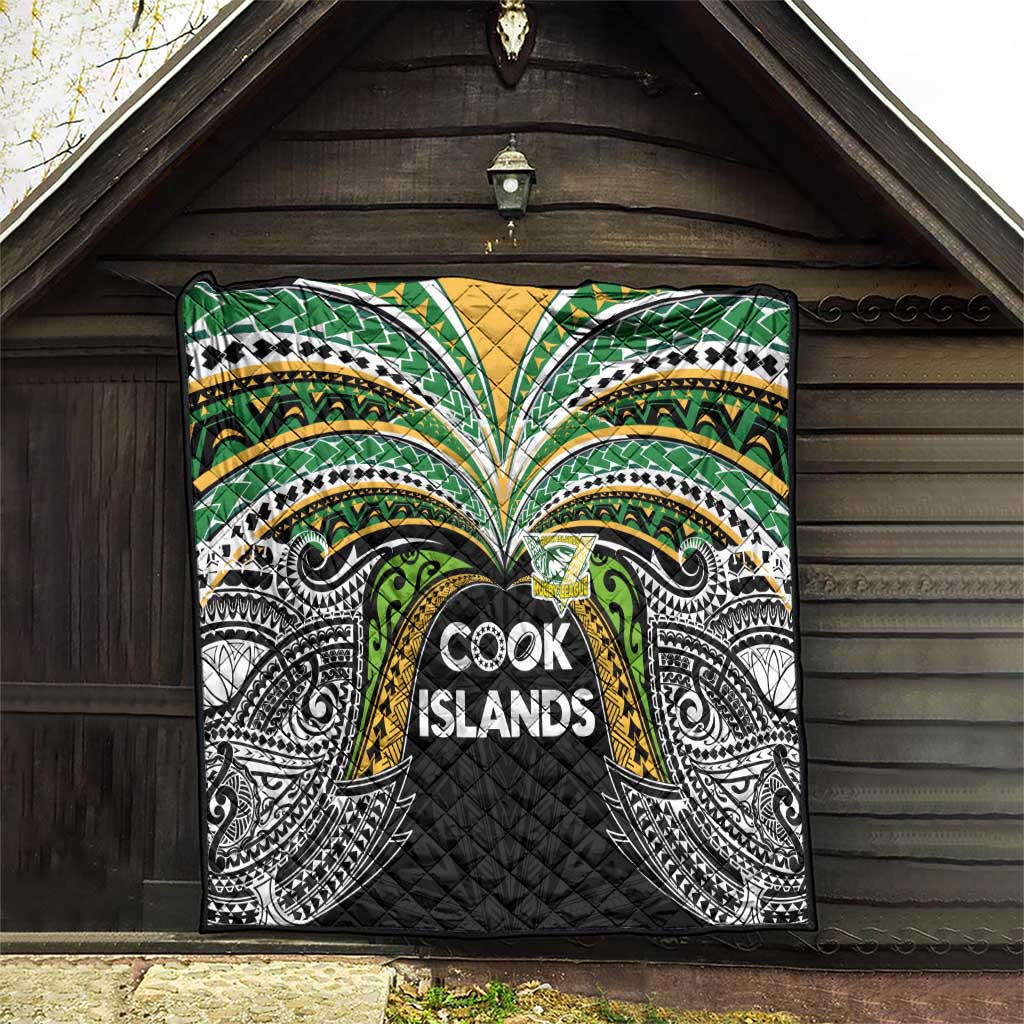 Cook Islands Rugby League Quilt Tatau Tribal Motifs-Black Color LT03 - Polynesian Pride
