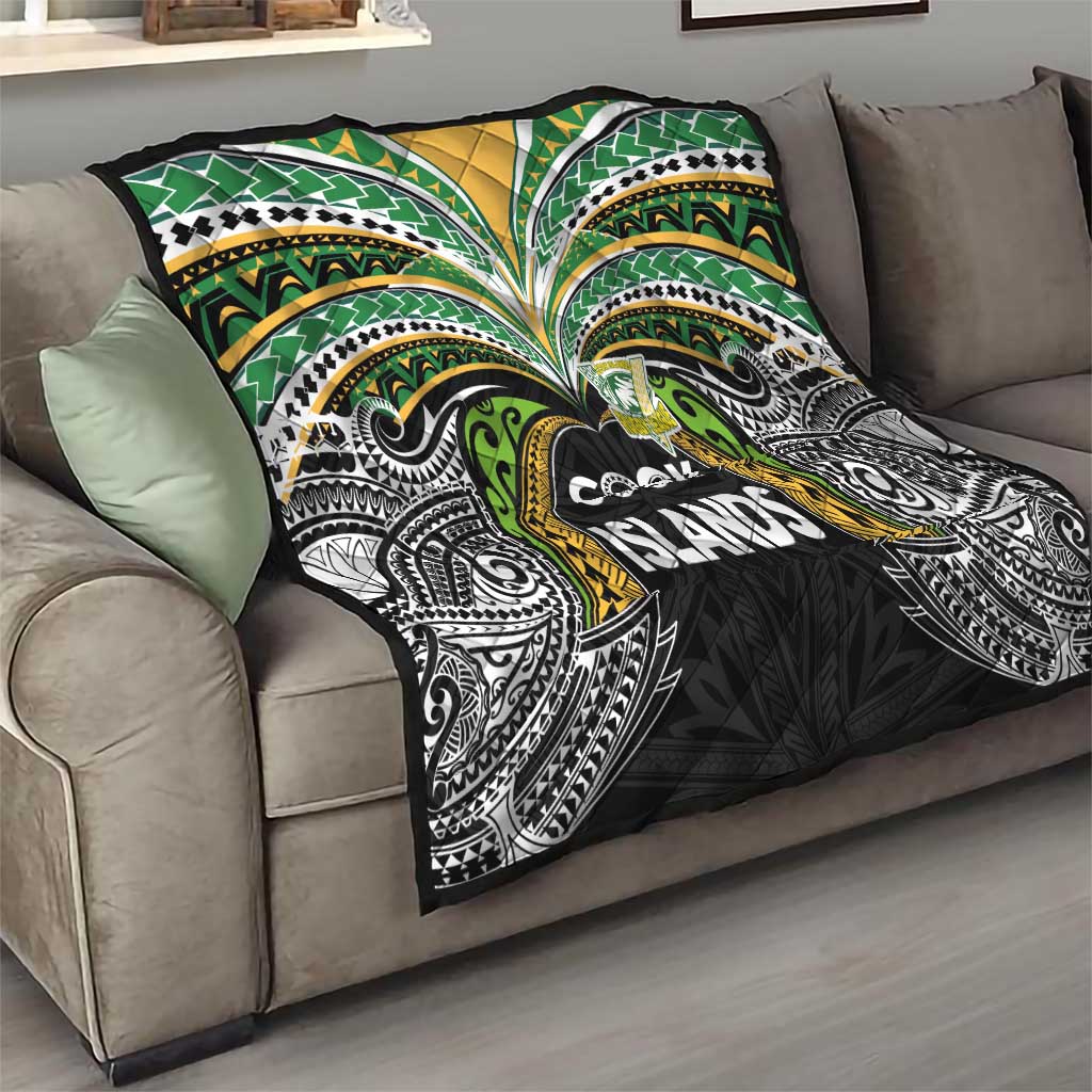 Cook Islands Rugby League Quilt Tatau Tribal Motifs-Black Color LT03 - Polynesian Pride