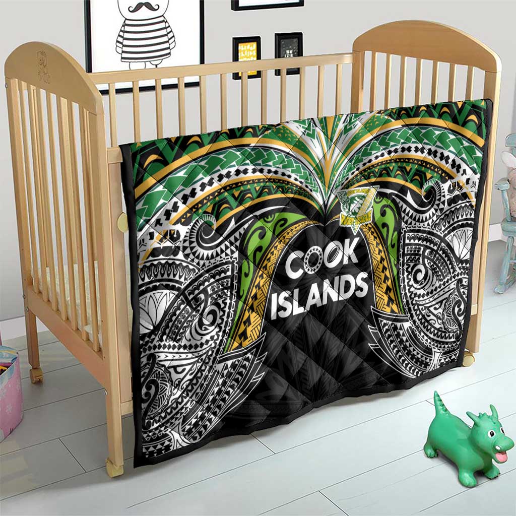Cook Islands Rugby League Quilt Tatau Tribal Motifs-Black Color LT03 - Polynesian Pride