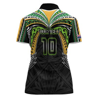 Custom Cook Islands Rugby League Women Polo Shirt Tatau Tribal Motifs-Black Color - Polynesian Pride