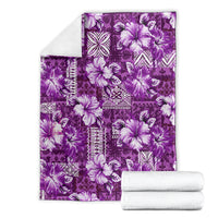 Hawaiian Quilt Pattern Blanket Hibiscus and Tribal Element Vintage Purple Vibe LT03 - Polynesian Pride