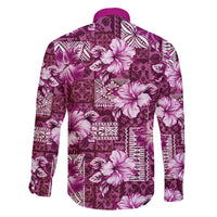Hawaiian Quilt Pattern Family Matching Puletasi and Hawaiian Shirt Hibiscus and Tribal Element Vintage Pink Vibe LT03 - Polynesian Pride