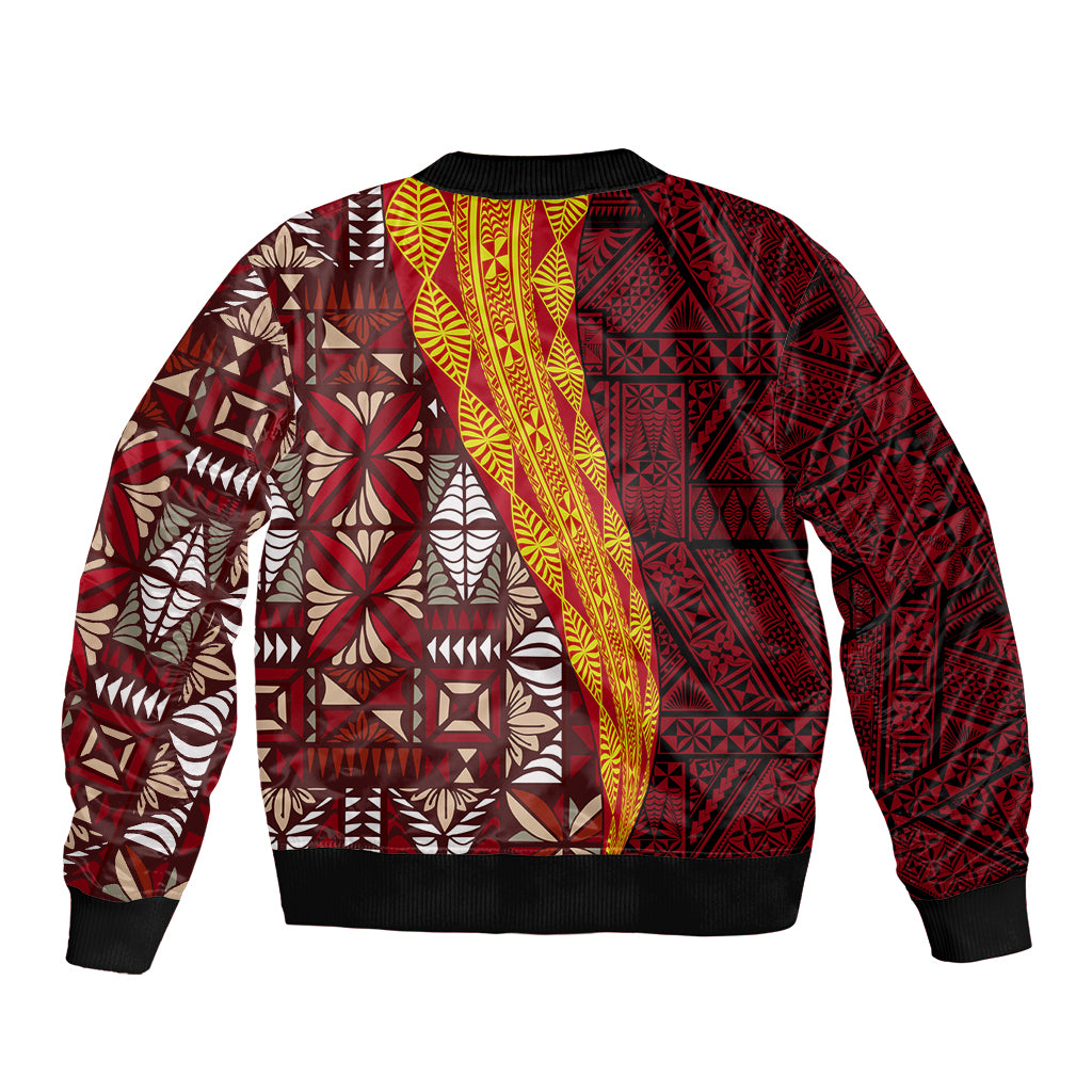 Tonga Feletoa Kupesi Fakatonga Sleeve Zip Bomber Jacket LT03 - Polynesian Pride