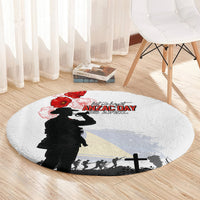 Tokelau ANZAC Day Round Carpet Lest We Forget Red Poppy Flowers and Soldier LT03 - Polynesian Pride