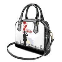 Tokelau ANZAC Day Shoulder Handbag Lest We Forget Red Poppy Flowers and Soldier LT03 - Polynesian Pride