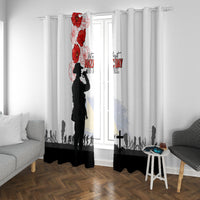 Tokelau ANZAC Day Window Curtain Lest We Forget Red Poppy Flowers and Soldier LT03 With Grommets White - Polynesian Pride