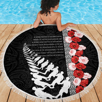 New Zealand ANZAC Day Beach Blanket Soldier Silver Fern with Red Poppies Flower Maori Style LT03 - Polynesian Pride