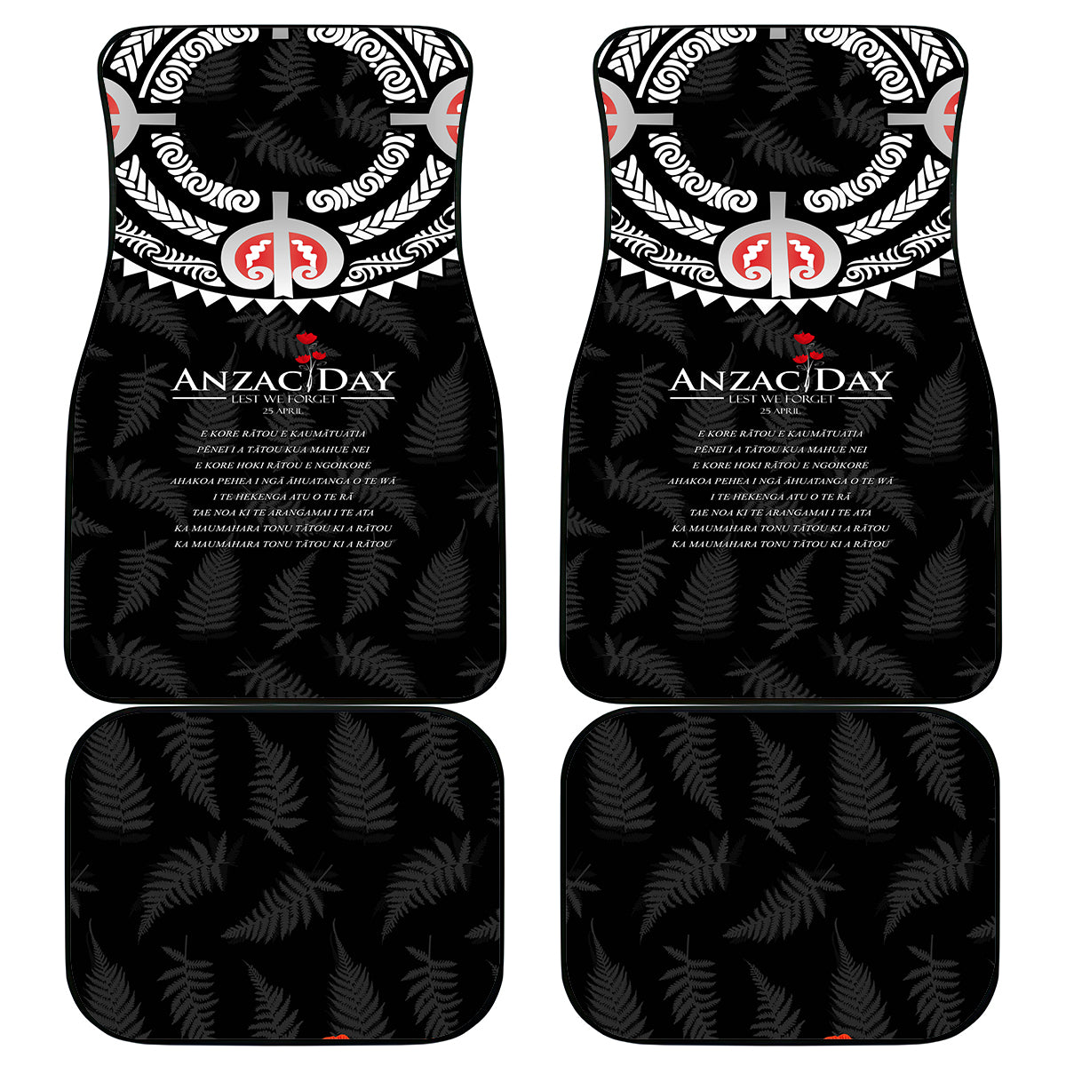 New Zealand ANZAC Day Car Mats Lest We Forget Haka Dance Respect LT03 - Polynesian Pride