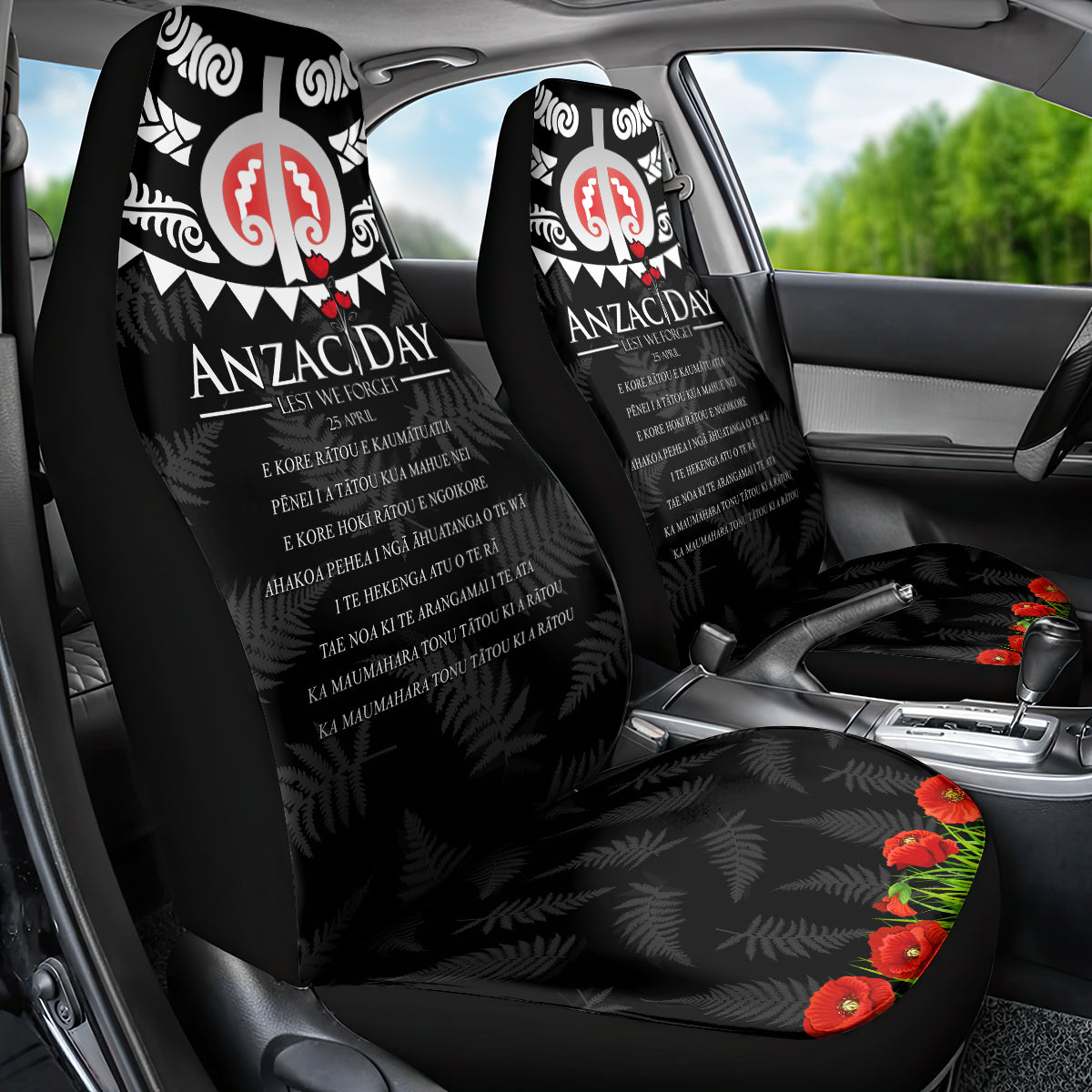 New Zealand ANZAC Day Car Seat Cover Lest We Forget Haka Dance Respect LT03 - Polynesian Pride