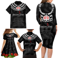 New Zealand ANZAC Day Family Matching Long Sleeve Bodycon Dress and Hawaiian Shirt Lest We Forget Haka Dance Respect LT03 - Polynesian Pride