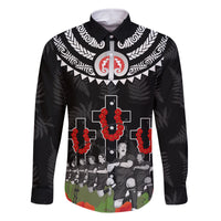 New Zealand ANZAC Day Family Matching Summer Maxi Dress and Hawaiian Shirt Lest We Forget Haka Dance Respect LT03 Dad's Shirt - Long Sleeve Black - Polynesian Pride