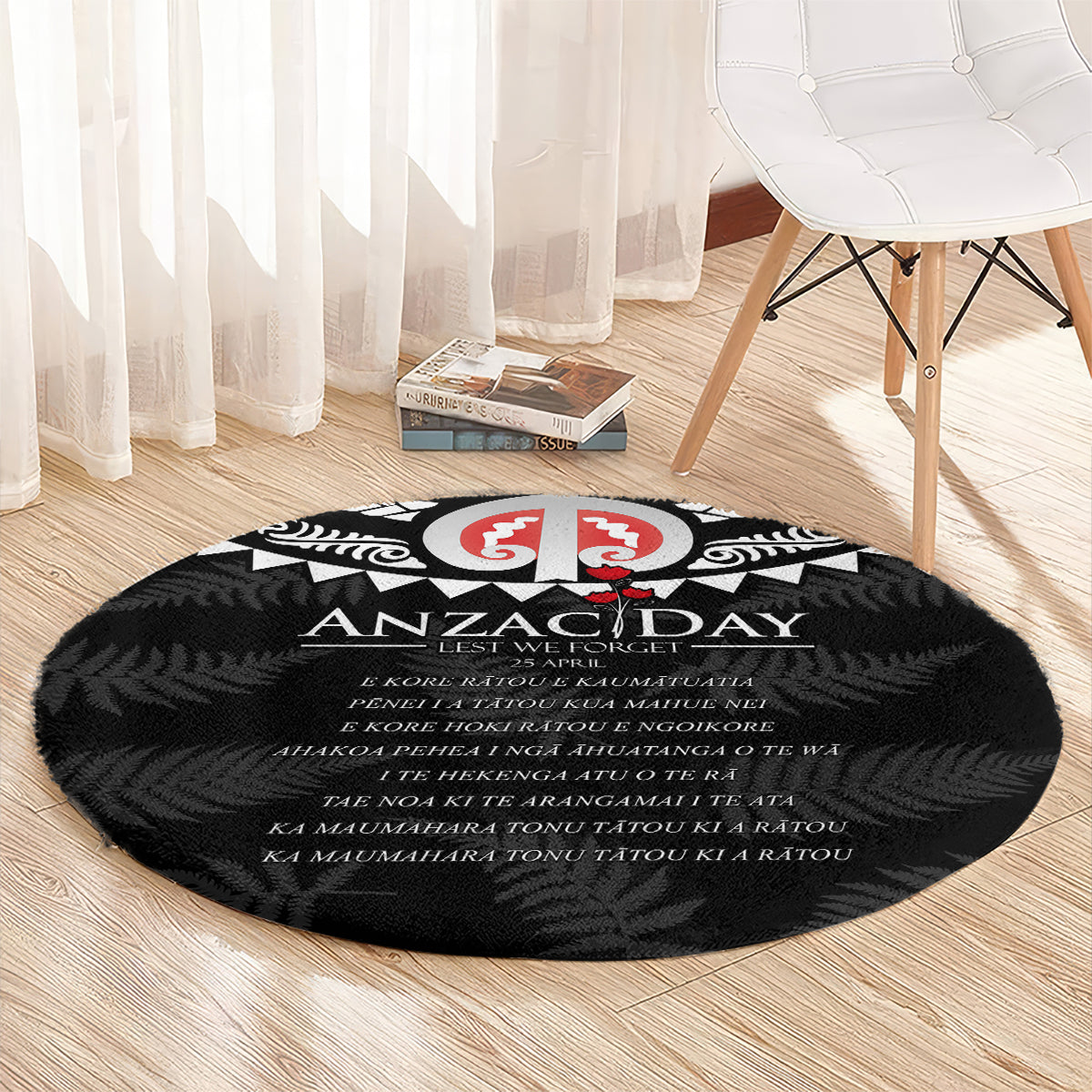 New Zealand ANZAC Day Round Carpet Lest We Forget Haka Dance Respect LT03 - Polynesian Pride
