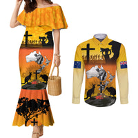New Zealand and Australia ANZAC Day Couples Matching Mermaid Dress and Long Sleeve Button Shirt Gallipoli Lest We Forget LT03 Yellow - Polynesian Pride