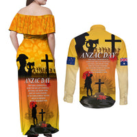 New Zealand and Australia ANZAC Day Couples Matching Off Shoulder Maxi Dress and Long Sleeve Button Shirt Gallipoli Lest We Forget LT03 - Polynesian Pride