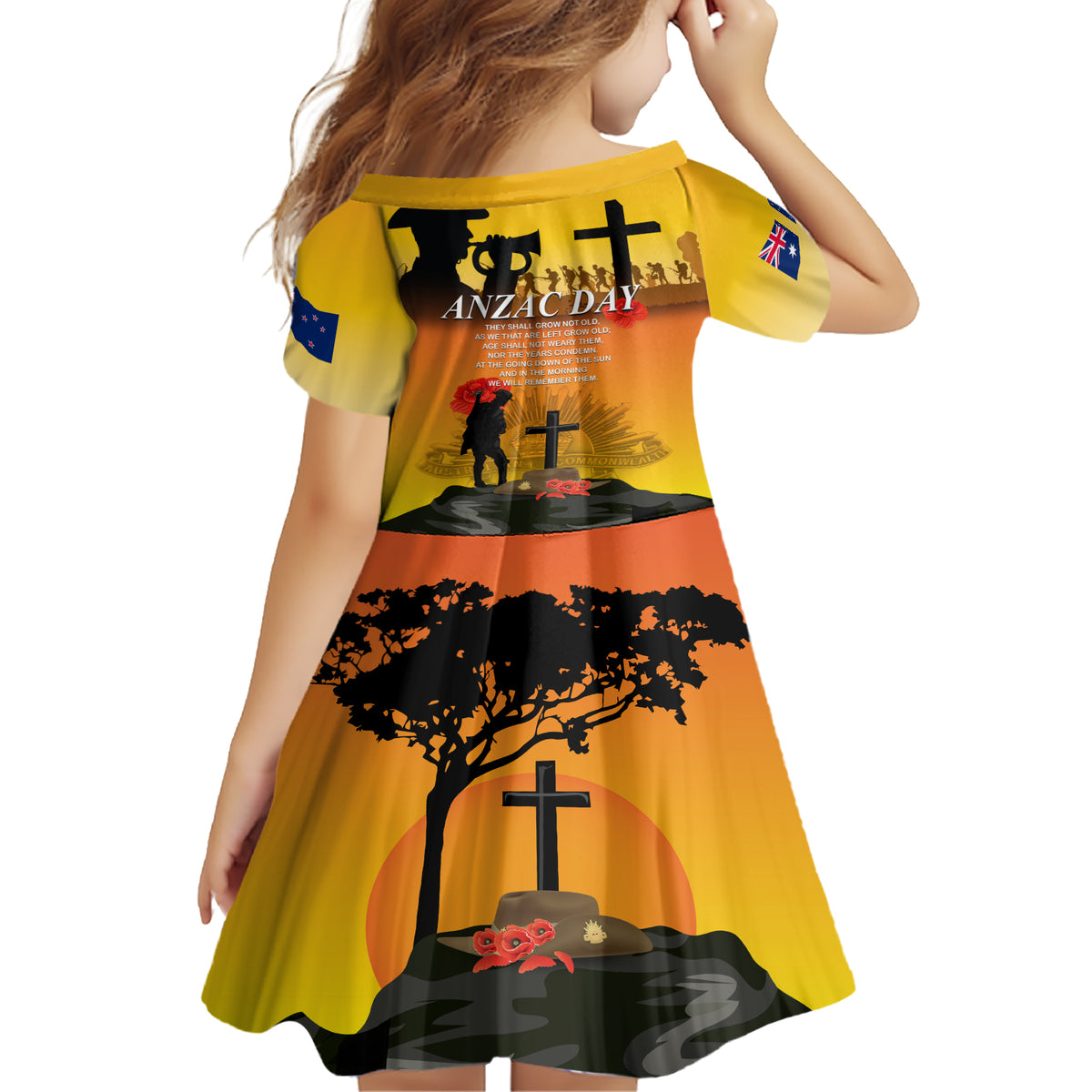 New Zealand and Australia ANZAC Day Family Matching Short Sleeve Bodycon Dress and Hawaiian Shirt Gallipoli Lest We Forget LT03 - Polynesian Pride