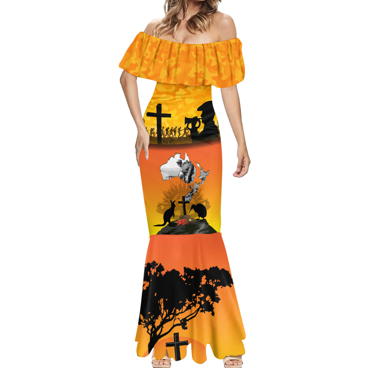 New Zealand and Australia ANZAC Day Mermaid Dress Gallipoli Lest We Forget LT03 - Polynesian Pride