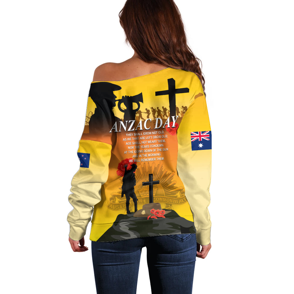 New Zealand and Australia ANZAC Day Off Shoulder Sweater Gallipoli Lest We Forget LT03 - Polynesian Pride