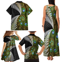 New Zealand Family Matching Tank Maxi Dress and Hawaiian Shirt Koru Abstract Art and Silver Fern Maori Pattern LT03 - Polynesian Pride