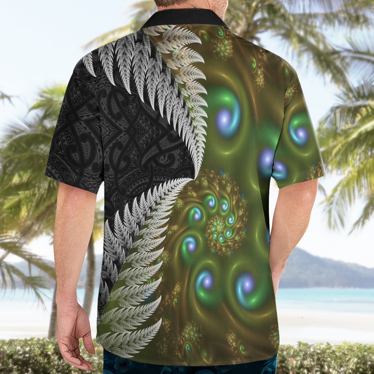 New Zealand Hawaiian Shirt Koru Abstract Art and Silver Fern Maori Pattern LT03 - Polynesian Pride