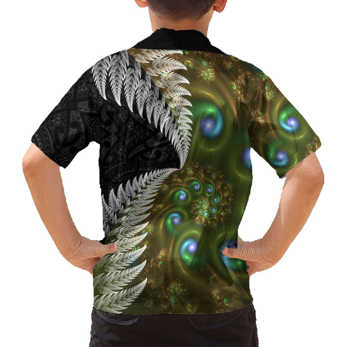 New Zealand Hawaiian Shirt Koru Abstract Art and Silver Fern Maori Pattern LT03 - Polynesian Pride