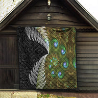 New Zealand Quilt Koru Abstract Art and Silver Fern Maori Pattern