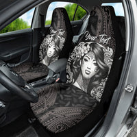 Custom New Zealand Women's Day Car Seat Cover Maori Tribal Girl and Silver Fern Pattern