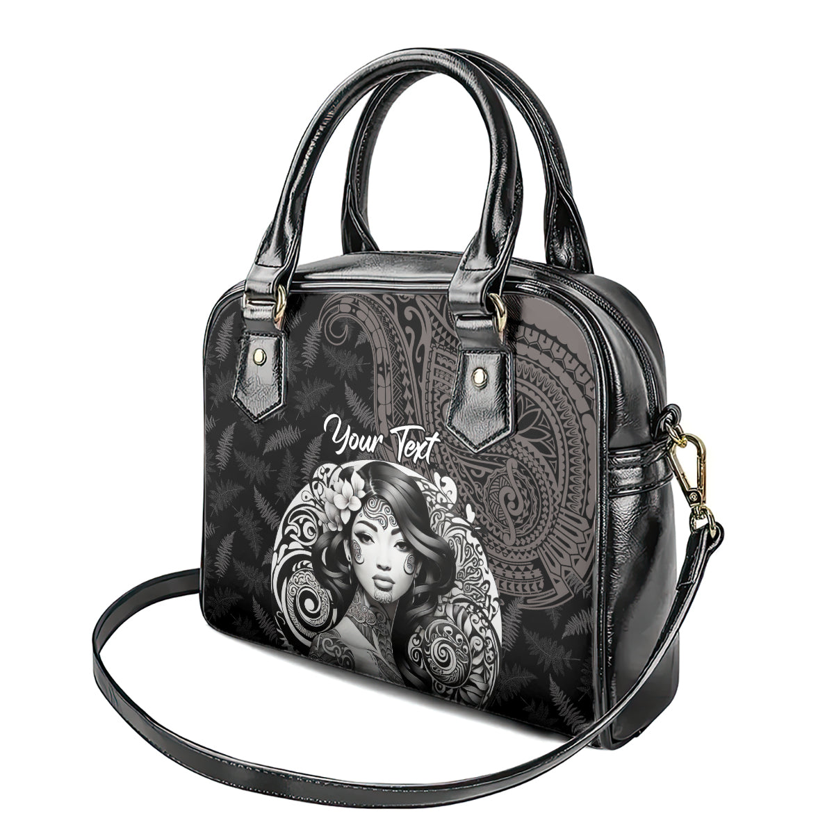 Custom New Zealand Women's Day Shoulder Handbag Maori Tribal Girl and Silver Fern Pattern