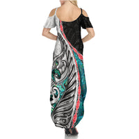 New Zealand Family Matching Summer Maxi Dress and Hawaiian Shirt Manaia Fern and Koru Maori Pattern LT03 - Polynesian Pride