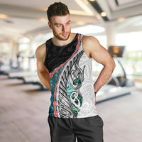 New Zealand Men Tank Top Manaia Fern and Koru Maori Pattern LT03 Black - Polynesian Pride